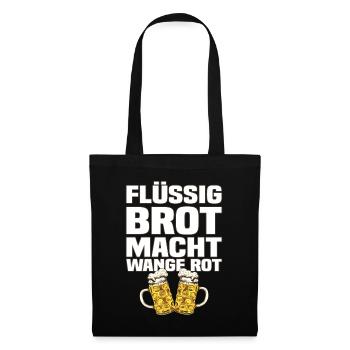 Flüssig Brot Macht Wange Rot Lustiger Bier Spruch - Stoffbeutel - Schwarz - Vorne