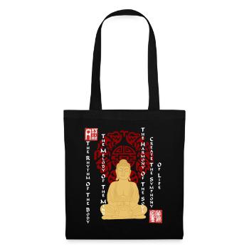 Buddha Cross-legged China Ornament Yoga Saying - Tote Bag - black - Front