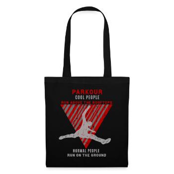 Parkour, marche au-dessus des toits, gris rouge - Sac en tissu - noir - Devant