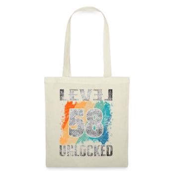 Geburtstag Geschenk Level Unlocked 58 Jahre - Stoffbeutel - Natur - Vorne