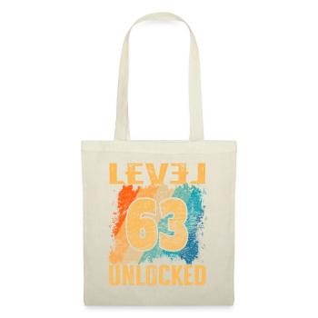 Geburtstag Geschenk Level Unlocked 63 Jahre - Stoffbeutel - Natur - Vorne