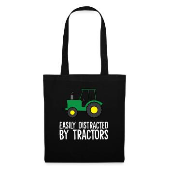 Facilement distrait par les tracteurs - Sac en tissu - noir - Devant