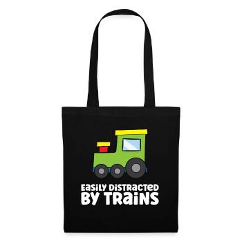 Facilement distrait par les trains - Sac en tissu - noir - Devant