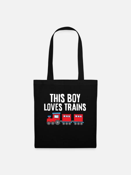 This Boy Loves Trains - Stoffbeutel - Schwarz