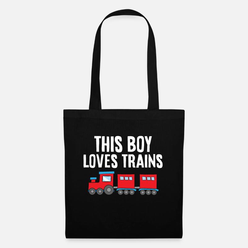 This Boy Loves Trains - Stoffbeutel - Schwarz
