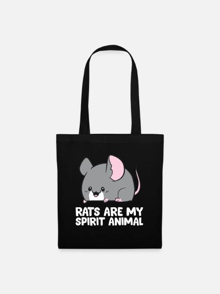 Ratten sind mein Seelentier Niedliche Ratte - Stoffbeutel - Schwarz