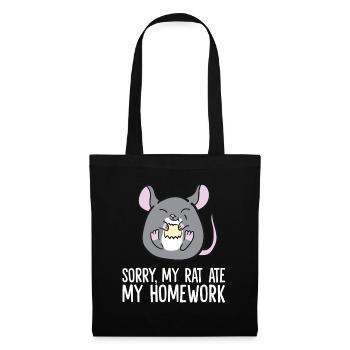 Désolé mon rat a mangé mes devoirs devoirs école devoirs - Sac en tissu - noir - Devant