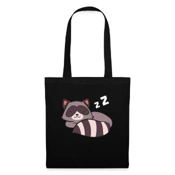 Waschbär schlafend Lustiger Waschbär Pyjama - Stoffbeutel - Schwarz - Vorne