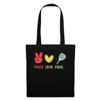 Peace Love und Padel für Padel Spieler und Fans - Stoffbeutel - Schwarz - Vorne