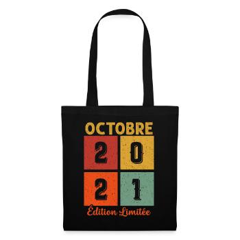 Octobre 2021 Anniversaire Cadeau - Sac en tissu - noir - Devant