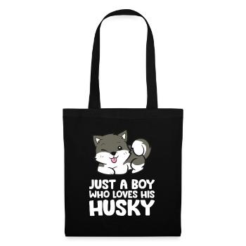 Nur ein Junge, der seinen Husky liebt - Stoffbeutel - Schwarz - Vorne