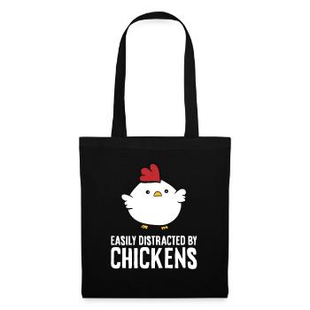 Facilement distrait par les poulets - Sac en tissu - noir - Devant