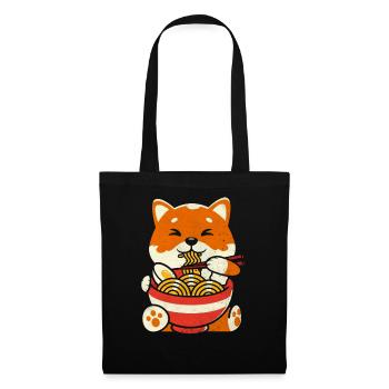 Retro Ramen Fuchs Shirt Ramen Nudeln - Stoffbeutel - Schwarz - Vorne