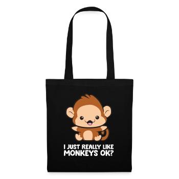 Ich mag Affen einfach sehr Ok Funny Monkey - Stoffbeutel - Schwarz - Vorne