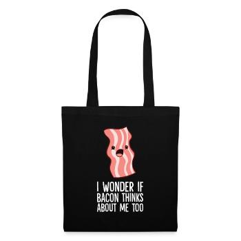 I Wonder If Bacon Thinks About Me Too Funny Bacon - Tote Bag - black - Front