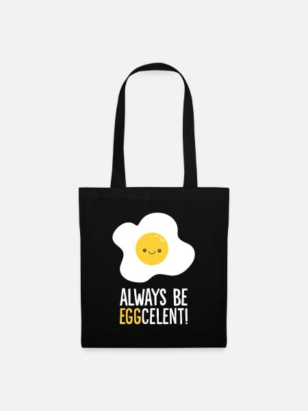 Always Be Eggcelent Frühstücksspiegelei - Stoffbeutel - Schwarz