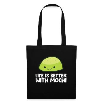 Das Leben ist besser mit Mochi - Stoffbeutel - Schwarz - Vorne