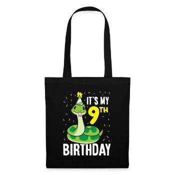 Snakes It's My 9th Birthday 9 Year Old Birthday - Stoffbeutel - Schwarz - Vorne