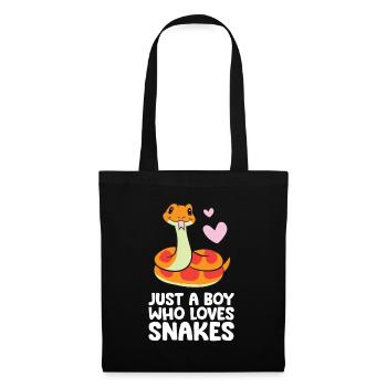 Just a Boy Who Loves Snakes Cute Snake - Stoffbeutel - Schwarz - Vorne