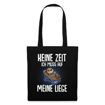 Keine Zeit Ich Muss Auf Meine Liege Faultier - Stoffbeutel - Schwarz - Vorne