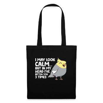 In My Head I've Bitten You 3 Times Funny Cockatiel - Tote Bag - black - Front