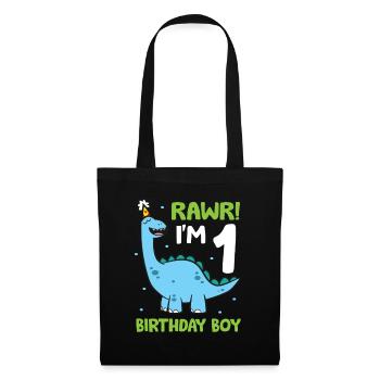 Rawr I'm 1 Geburtstagskind Dinosaurier - Stoffbeutel - Schwarz - Vorne