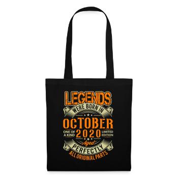 2020 Oktober Geburtstag Legende - Stoffbeutel - Schwarz - Vorne