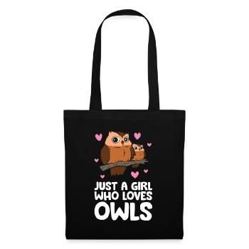 Juste une fille qui aime les hiboux mignon hibou - Sac en tissu - noir - Devant