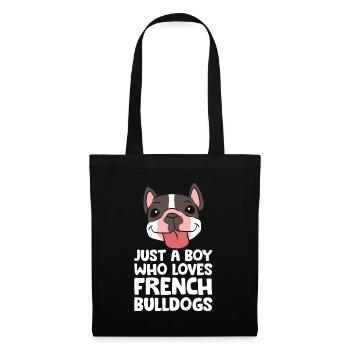 Nur ein Junge, der französische Bulldoggen liebt - Stoffbeutel - Schwarz - Vorne