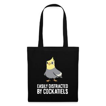 Facilement distrait par Cockatiels Funny Cockatiel - Sac en tissu - noir - Devant