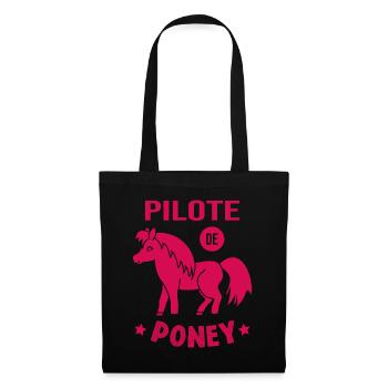 Pilote De Poney Humour Cadeau Équitation Cavalière - Sac en tissu - noir - Devant