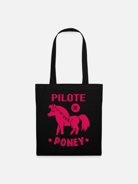 Pilote De Poney Humour Cadeau Équitation Cavalière - Sac en tissu - noir
