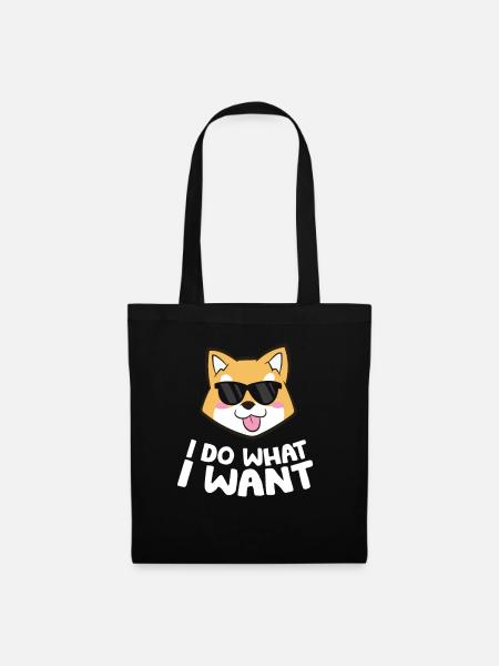 Akita Welpe Ich mache was ich will Lustiger Akita - Stoffbeutel - Schwarz