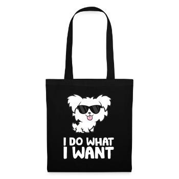 Morkie Welpe Ich mache was ich will Lustiger - Stoffbeutel - Schwarz - Vorne