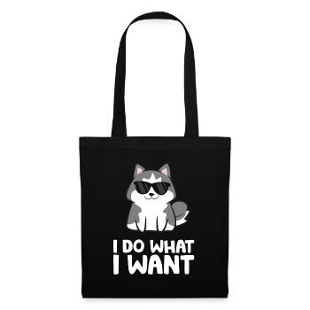 Siberian Husky Dog I Do What I Want - Stoffbeutel - Schwarz - Vorne