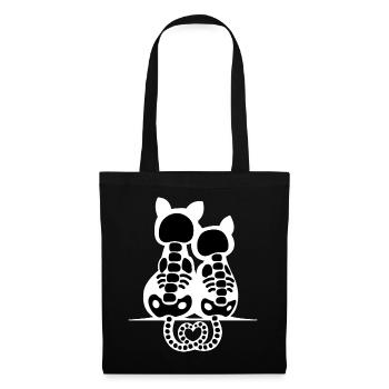 Scary Cute Cat Skeleton Bones Heart Tail Halloween - Tote Bag - black - Front