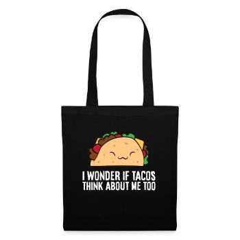 Ich frage mich, ob Tacos auch an mich denken - Stoffbeutel - Schwarz - Vorne