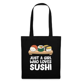 Nur ein Mädchen, das Sushi liebt - Stoffbeutel - Schwarz - Vorne