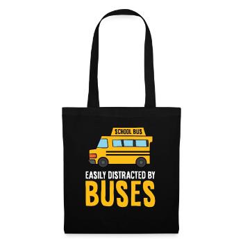 Schulbus leicht abgelenkt durch Busse - Stoffbeutel - Schwarz - Vorne