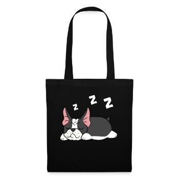 Boston Terrier Pyjama Niedlicher Boston Terrier - Stoffbeutel - Schwarz - Vorne