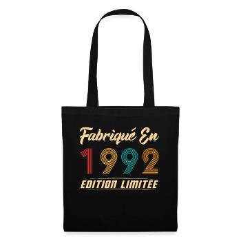 Fabriqué en 1992 Cadeau D’anniversaire - Sac en tissu - noir - Devant