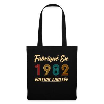 Fabriqué en 1982 Cadeau D’anniversaire - Sac en tissu - noir - Devant