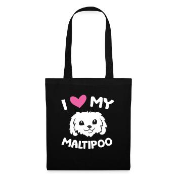 J’aime mon chien Maltipoo - Sac en tissu - noir - Devant