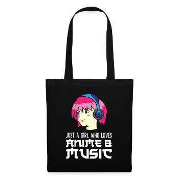 Nur ein Mädchen, das Anime und Musik liebt - Stoffbeutel - Schwarz - Vorne