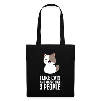 I Like Cats And Maybe Like 3 People Funny Cat - Tote Bag - black - Front