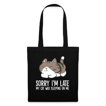 Sorry I'm Late My Cat Was Sleeping On Me Kitten - Tote Bag - black - Front