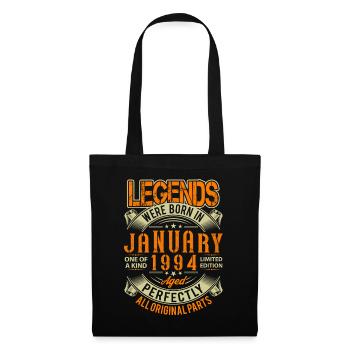 1994 Januar Geburtstag Legende - Stoffbeutel - Schwarz - Vorne