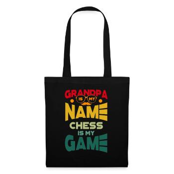 Grandpa Is My Name Chess Is My Game Schachspieler - Stoffbeutel - Schwarz - Vorne