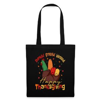T-shirt Thanksgiving Thanksgiving Reconnaissant et reconnaissant - Sac en tissu - noir - Devant