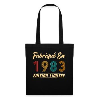 Fabriqué en 1983 Vintage cadeau d'anniversaire - Sac en tissu - noir - Devant